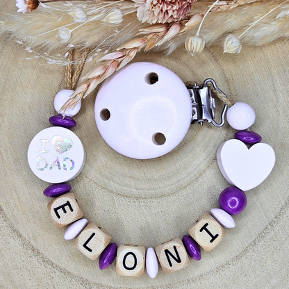 Schnullerkette Holz I Love Mom/Dad Weiß - LovelyMoments