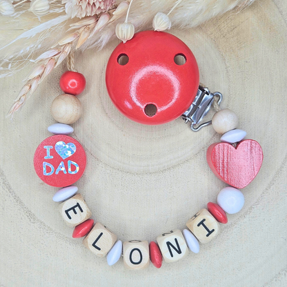 Schnullerkette Holz I Love Mom/Dad - LovelyMoments